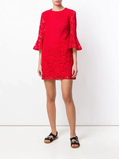 Shop Valentino Flared Sleeve Lace Dress