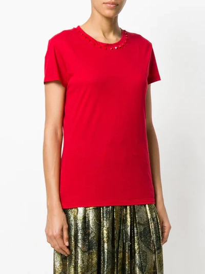 Shop Valentino Rockstud Trim T-shirt - Red