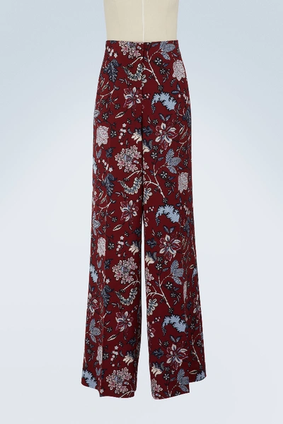 Shop Diane Von Furstenberg Wide-legged Silk Pants In Canton/bordeaux