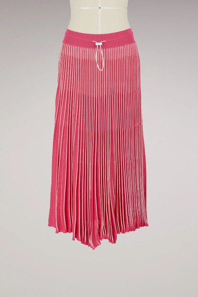 Shop Valentino Pleated Long Skirt In Pink