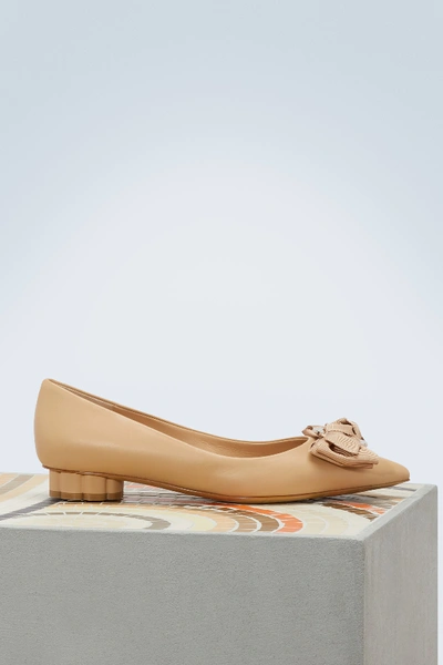 Shop Ferragamo Talla Ballet Pumps In Almond