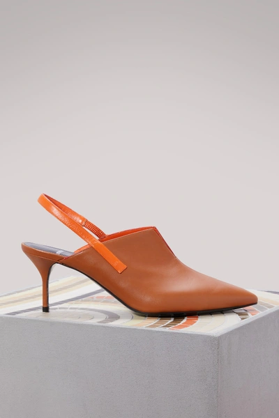 Shop Pierre Hardy Secret Leather Slingback Sandals In Camel-orange