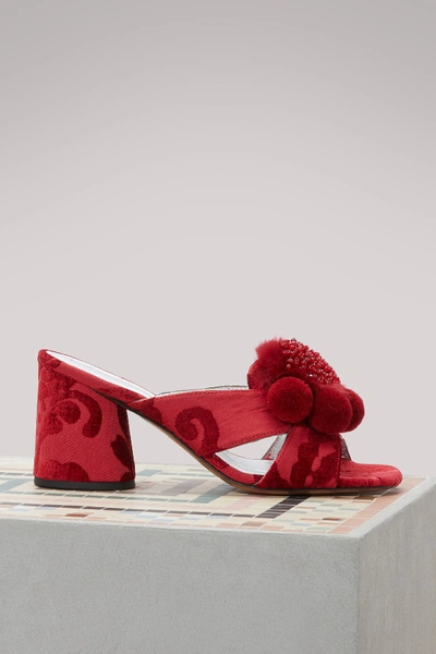 Shop Marc Jacobs Aurora Pompom Mule In Red