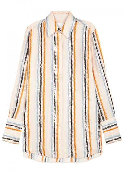 Shop Victoria Victoria Beckham Fluid Stripe-print Silk Twill Shirt