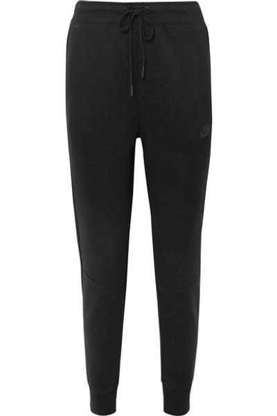 Shop Nike Tech Fleece Cotton-blend Jersey Track Pants In Black