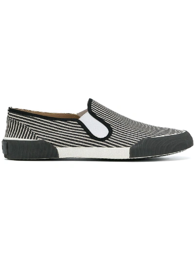 Shop Lanvin Striped Plimsole Sneakers - Black