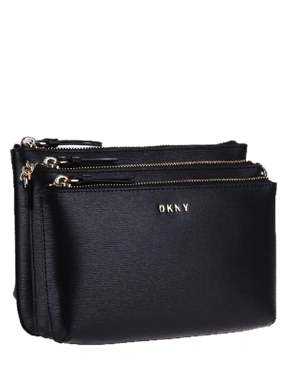 Shop Dkny Chain Sutton Leather Shoulder Bag In Black