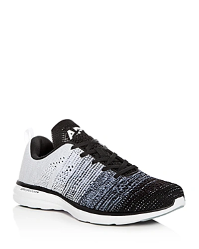 Shop Apl Athletic Propulsion Labs Men's Techloom Pro Knit Lace-up Sneakers In Black/ Heather Gray