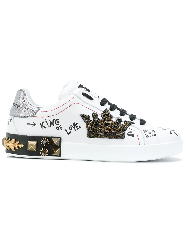 Dolce & Gabbana King Of Love Sneakers In White | ModeSens