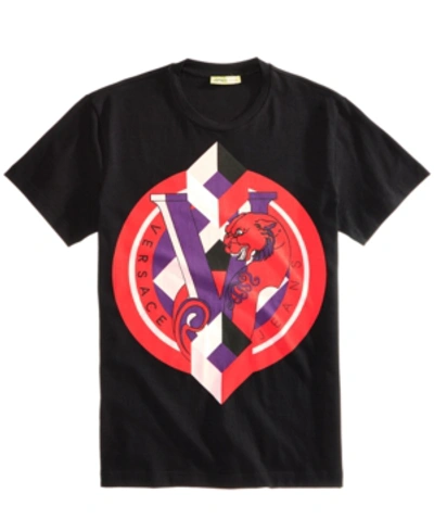 Shop Versace Men's Graphic-print T-shirt In Charcoal