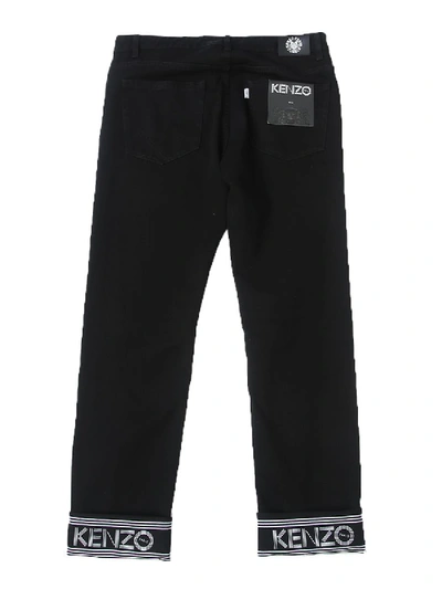Shop Kenzo Cotton Denim Jeans In Black