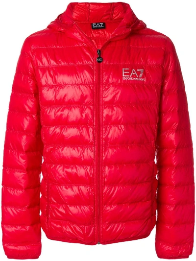 Shop Ea7 Padded Logo Jacket In Red