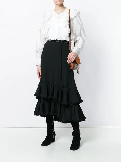 Shop Chloé Tiered A-line Skirt - Black