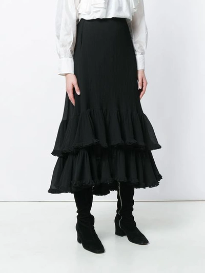 Shop Chloé Tiered A-line Skirt - Black