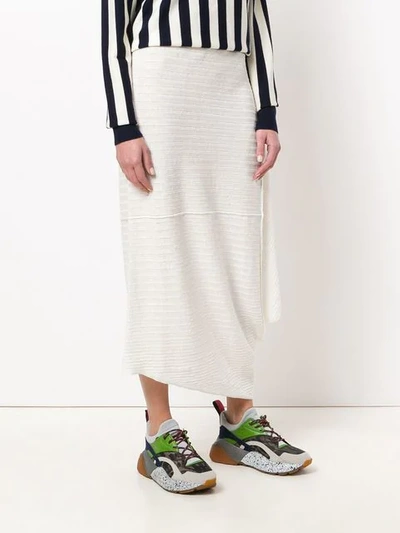 Shop Jw Anderson Ribbed Knitted Skirt In White