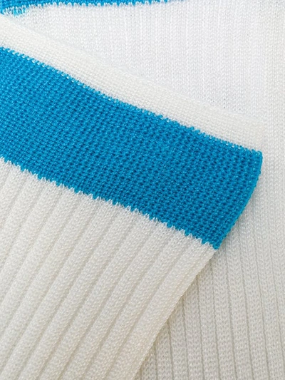 Valentino Striped-ankle Ribbed Silk-blend Socks In 0id