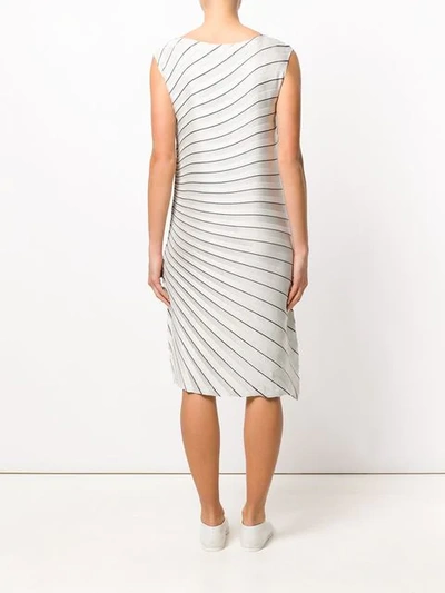 Shop Issey Miyake Striped Pleated Midi Dress