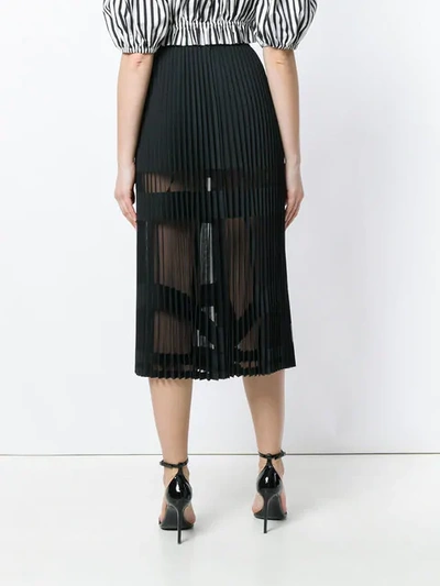 Shop Versace Sheer Panelled Pleated Skirt In Black