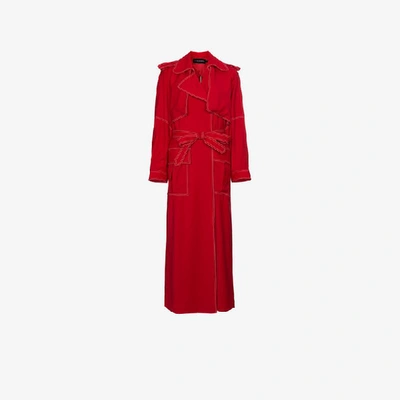 Shop Michael Lo Sordo Wool Trench Coat In Red