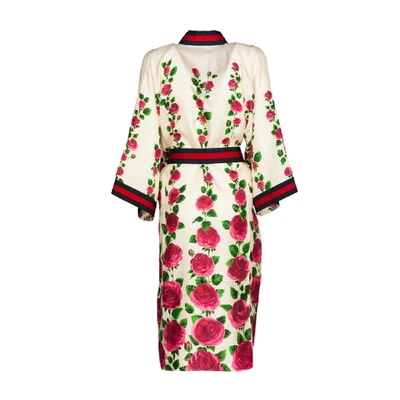 Shop Gucci Long Kimono In Floral Print + Web