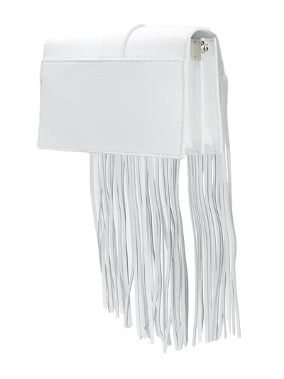 Shop Versus Iconic Buckle Fringed Bag In White