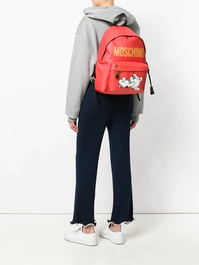 Shop Moschino Dog Print Backpack - Red
