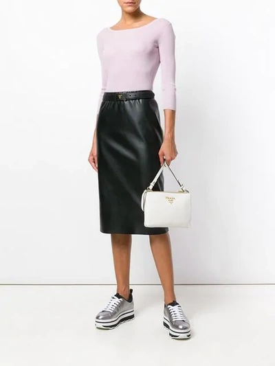 Shop Prada Double Zip Shoulder Bag - White