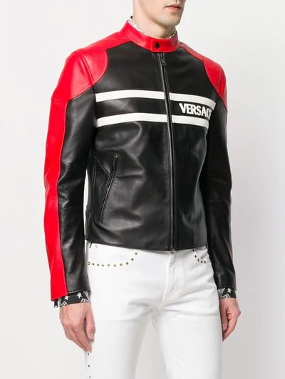 Shop Versace Fitted Biker Jacket