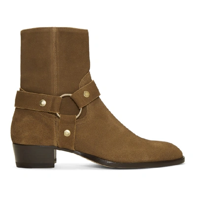 Shop Saint Laurent Brown Wyatt Harness Boots In 2702 L Land