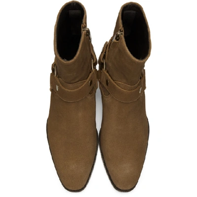 Shop Saint Laurent Brown Wyatt Harness Boots In 2702 L Land