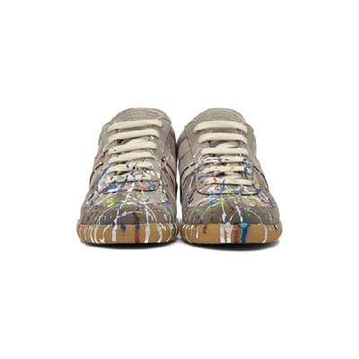 Shop Maison Margiela Grey Paint Splatter Replica Sneakers In 963 Grey
