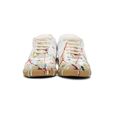 Shop Maison Margiela White Paint Splatter Replica Sneakers In 961 White