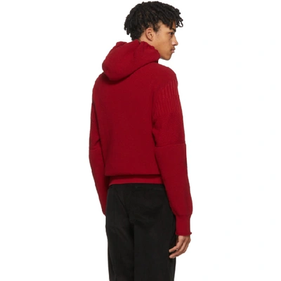 Shop Maison Margiela Red Knit Hoodie