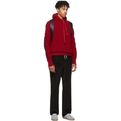 Shop Maison Margiela Red Knit Hoodie