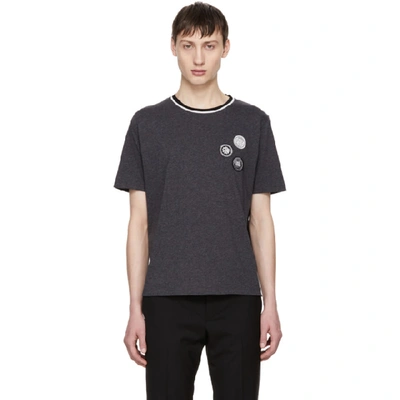 Shop Saint Laurent Grey Patches T-shirt In 1210 Grey