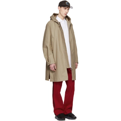 Shop Acne Studios Beige Melt Hooded Coat In Chino Beige