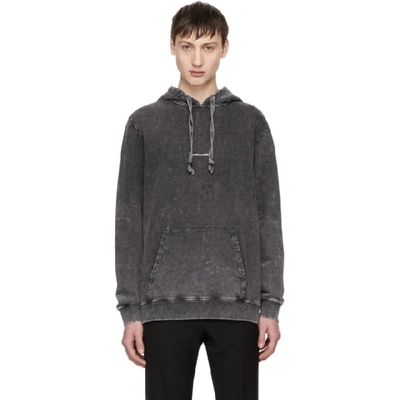 Shop Saint Laurent Grey Faded Rive Gauche Hoodie In 1059 Grey