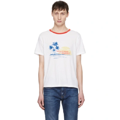 Shop Saint Laurent White 'waiting For Sunset' T-shirt In 8486 Whtred