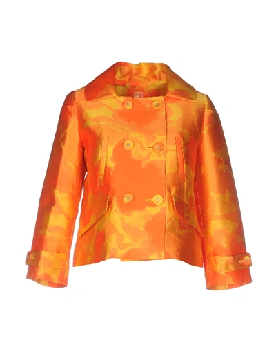 Shop Add Double Breasted Pea Coat In Orange