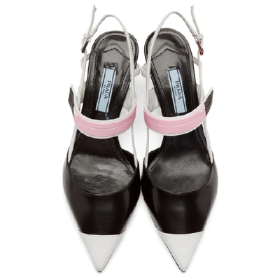 Shop Prada Black & Pink Logo Pointy Heels