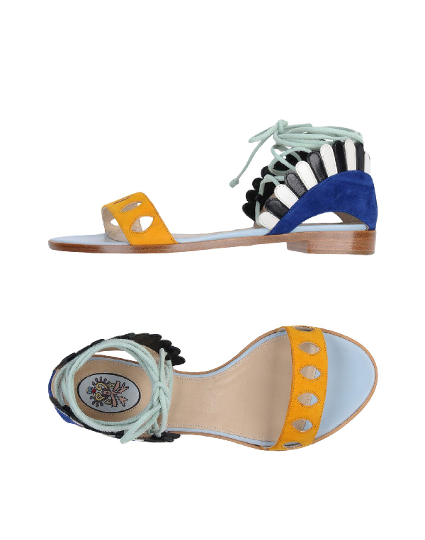 Paula Cademartori Lace Fastening Sandals In Multicolour | ModeSens