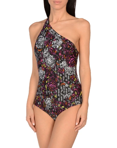 Shop Versace One-piece Swimsuits In Black