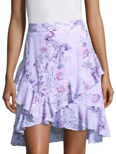 Shop Prose & Poetry Tessie High-waist Orchid-print Skirt In Lavender