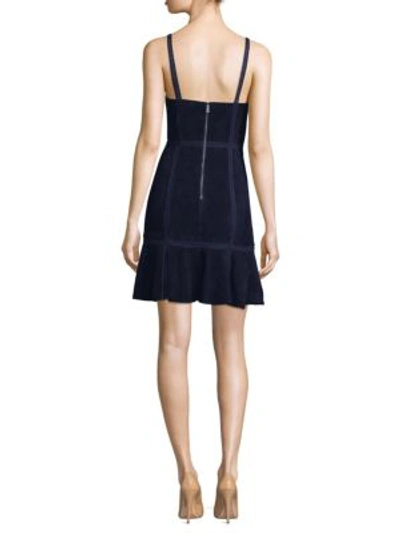 Shop Alice And Olivia Desmond Suede Dress In Navy