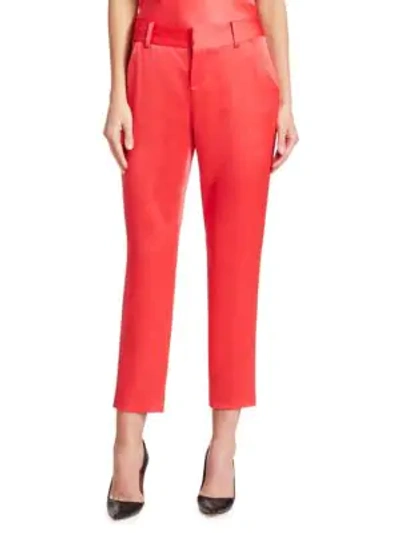 Shop Alice And Olivia Stacey Slim Trousers In Watermelon