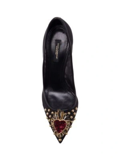 Shop Dolce & Gabbana Heart Slip-on Pumps In Black