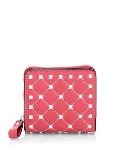 Shop Valentino Studded Leather Wallet In Red