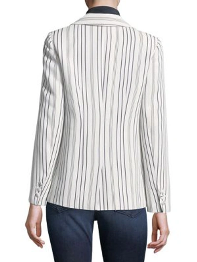 Shop Frame Striped Button-front Blazer In Off White