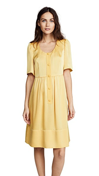 Shop Sonia Rykiel Satin Backed Crepe Dress In Yellow Multi