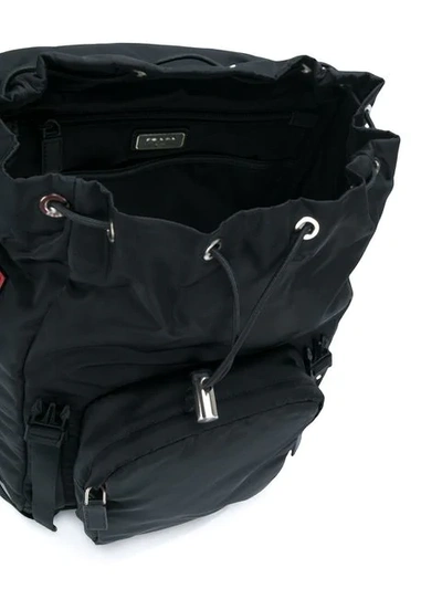 Shop Prada Logo Patch Backpack In Black